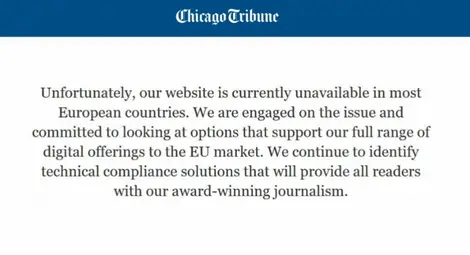 Някои американски вестници спряха сайтовете си за ЕС