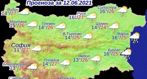 Облаци, дъжд и гръмотевици в съботния ден