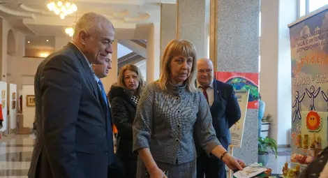 Директорът на общинската хуманитарна дирекция Катя Петрова запознава министър Гьоков с предлаганите социални услуги.                                                                           Снимка: Община Русе