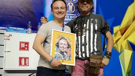 Журналистът Люис Лет с художника Огнян Балканджиев.