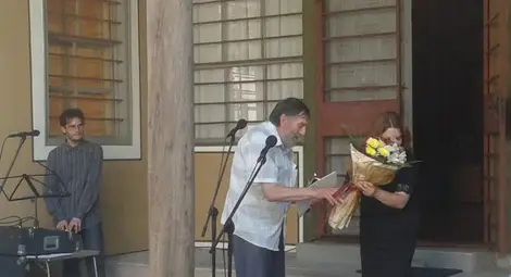 Анчо Калоянов получава наградата на специалната церемония в Пловдив. Снимка: Утро Анчо Калоянов получава наградата на специалната церемония в Пловдив. Снимка: Утро