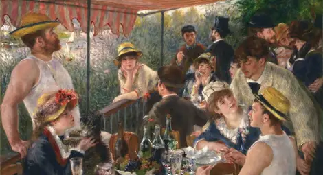 Сирене Бри и бутилка леко вино - изисканата простота на Реноар