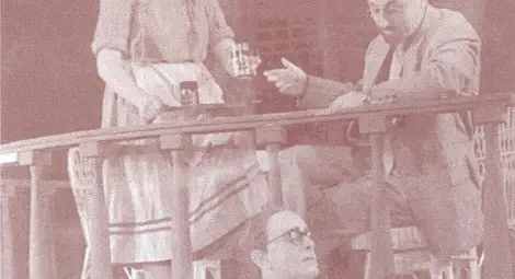 Татяна Лолова, Иван Кондов и Любен Попов в &bdquo;Сомов и другите&ldquo; от Максим Горки. Снимката е от албума на Крум Гергицов &bdquo;Летопис на Драматичен театър &bdquo;Сава Огнянов&ldquo; (1907-2014).