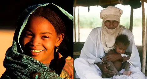 Жените на туарегите и техните мъже с покрити лица