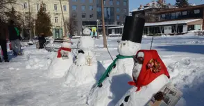 Снежни „читатели“ окупираха  алеята пред библиотеката