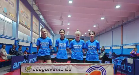  Отляво надясно - Елица Аспарухова, Дзиаин Ванг, Анита Петкова и Лила Лъвчиева.                                Снимка: СКТМ &bdquo;Дунав&ldquo;