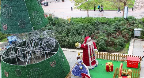 Градската коледна елха грейва  в понеделник пред общината