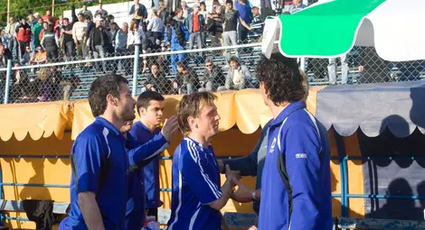 Ивайло Кирилов /в средата/ ще изведе отбора си за първи мач срещу &bdquo;Спартак&ldquo; /Вн/. Снимка: Утро