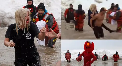 Лейди Гага се потопи благотворително в леденото Мичиганско езеро