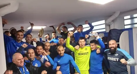 Такава беше атмосферата в съблекалнята след мача. Снимка: ФК &bdquo;Дунав&ldquo;