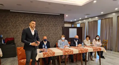 Георги Кръстев прави първото си изказване като областен координатор. Снимка: ГЕРБ Георги Кръстев прави първото си изказване като областен координатор. Снимка: ГЕРБ