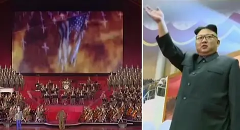 Ким Чен Ун изстреля ракети и остави САЩ в пламъци в пропагандно видео (видео) Ким Чен Ун изстреля ракети и остави САЩ в пламъци в пропагандно видео (видео)
