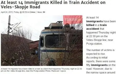 Влак прегази 14 имигранти в Македония