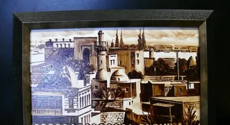 Рисувана със суров нефт картина за ректора на Русенския университет от Баку 