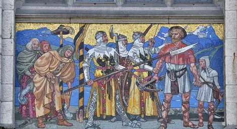 Арестът на Тел близо до Геслерхут, мозайка от Ханс Сандройтер (1901)