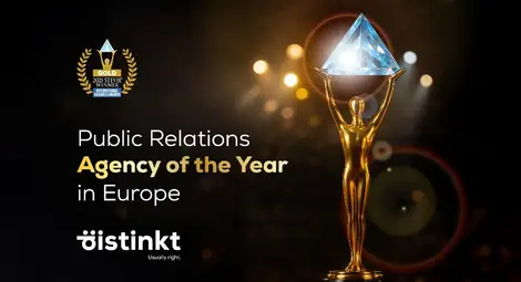 d:istinkt e PR агенция на годината в Европа и със сребърно отличие за компания на годината в света от Stevie&reg; International Business Awards