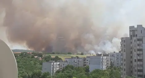 Пожар гори близо до жилищни сгради в Плевен Пожар гори близо до жилищни сгради в Плевен