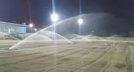 Тестваха новата поливна система на стадион „Дунав“ Тестваха новата поливна система на стадион „Дунав“