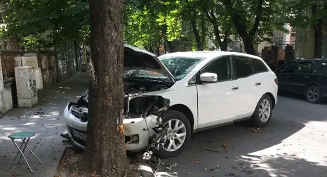 Разсеян шофьор запрати в дърво колата на известен лекар