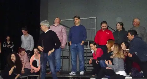 Орлин Горанов и Мариан Бачев като Дон Кихот и Санчо Панса в мюзикъла &bdquo;Човекът от Ламанча&ldquo;