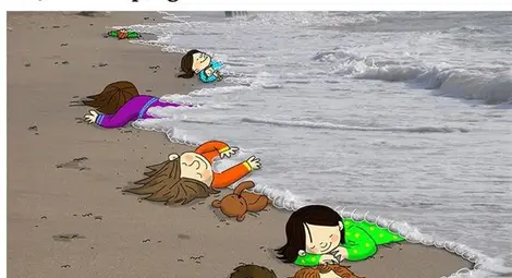 Посланията към света след смъртта на Айлян: "Човечество, изхвърлено на брега" /галерия/