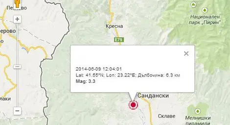 Леко земетресение край Сандански