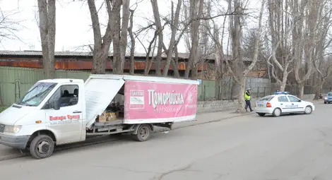 Наклонено дърво спря камион с вино до &bdquo;Лидл&ldquo;