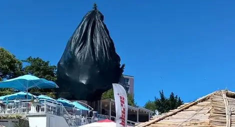 Варварско! Заведение край морето задушава дърво с чували