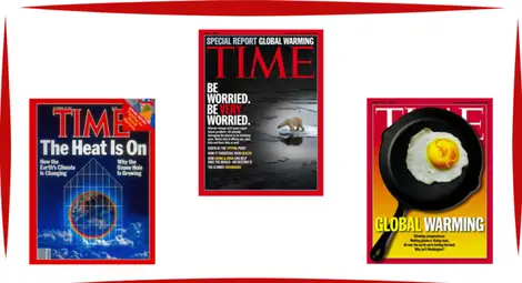 Не е вярно, че стари корици на списание TIME предупреждават за глобално застудяване