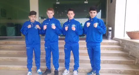 Дунавците /отляво надясно/ Самуил Ламбев, Пламен Янков, Кристиян Иванов и класиралият се на пето място Виктор Николаев.                                                                      Снимка: БК &bdquo;Дунав&ldquo;