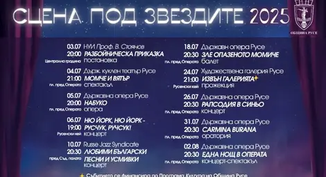 Концерти, постановки, изложби и прожекции на открито в тазгодишното издание на &bdquo;Сцена под звездите&ldquo;