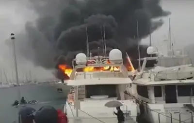 Изгоря яхта за 6 млн. евро на руски бизнесмен, капитанът обгазен (видео)