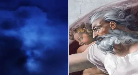 Божието лице от картина на Микеланджело се появи в небето Божието лице от картина на Микеланджело се появи в небето