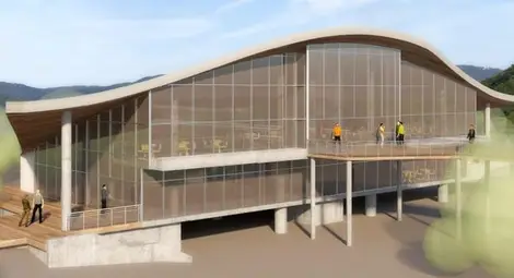 Сградата, която ще бъде построена до моста.