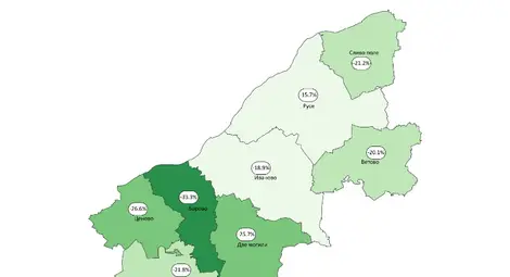 Прираст на населението по общини в периода 2011 - 2021 година