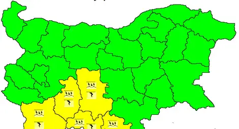 Жълт код в 5 области за бури и градушки