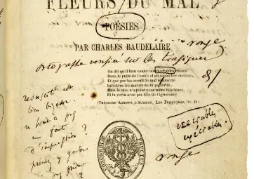 Първото издание на &bdquo;Цветя на злото&ldquo; с авторски бележки.