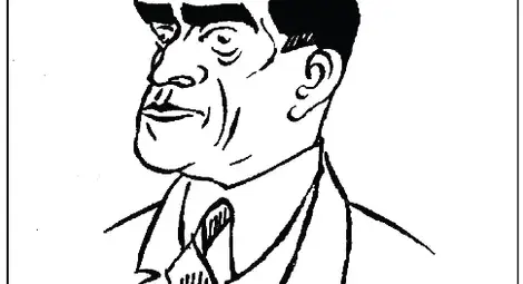 Шарж на Райко Алексиев (Сп. &bdquo;Монокъл&ldquo;, бр. 8, год. I, 28.08.1927)