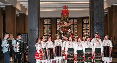 3-метрова коледна елха грейна в Съдебната палата в Русе