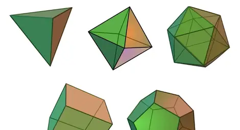 Платоновите тела са тези изпъкнали многостени, които имат еднакви многостенни ъгли и чиито стени са еднакви правилни многоъгълници. Съществуват само пет такива многостена. Снимка: Уикипедия