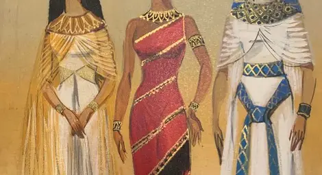 Скици на костюми за първото представление на &bdquo;Аида&ldquo; в Русе през 1959 година с режисьор Йон Рънзеску, худодожници Роланд Лауб и Лидия Йованску.  Снимка: Художествен архив на Държавна опера-Русе